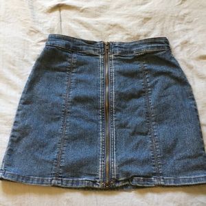 Denim Zip Up Mini Skirt